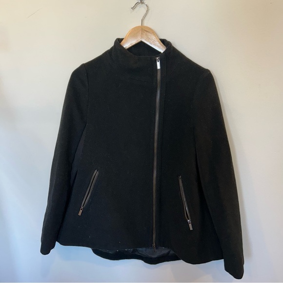 BCBGMaxAzria Black Pea Coat with High Collar - Picture 1 of 6